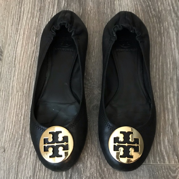 Tory Burch Shoes - Tory Burch Reva Leather Ballerina Flats Black 7.5